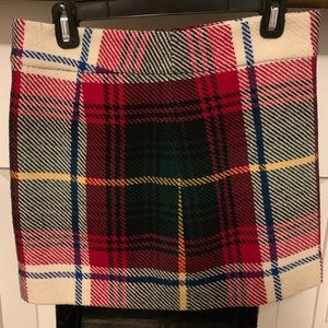JCrew plaid tartan mini skirt, side zip